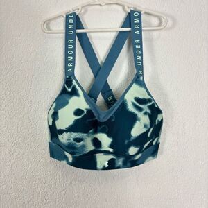 Under Armour Blue and Light Blue Tie Dye Criss Cross Strap Back‎ Sports Bra Size